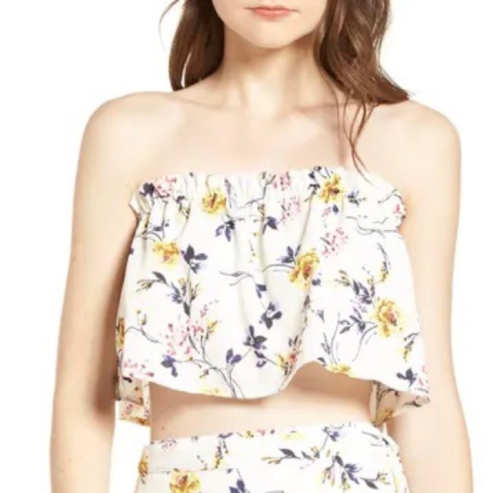 Strapless Floral Popover Top